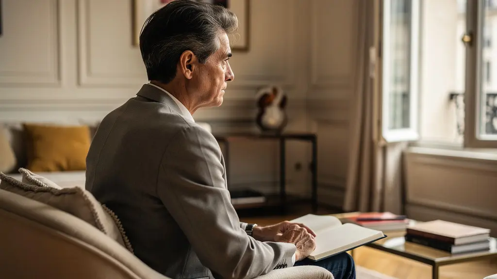 Personne en réflexion dans un salon parisien avant de contacter un cabinet de chirurgie esthétique